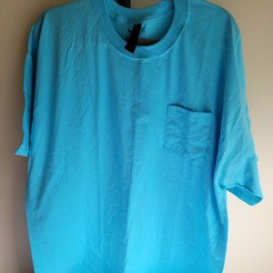 Hanes Tall Beefy-T Shirt - Pocket  2XL Blue  NWOT
